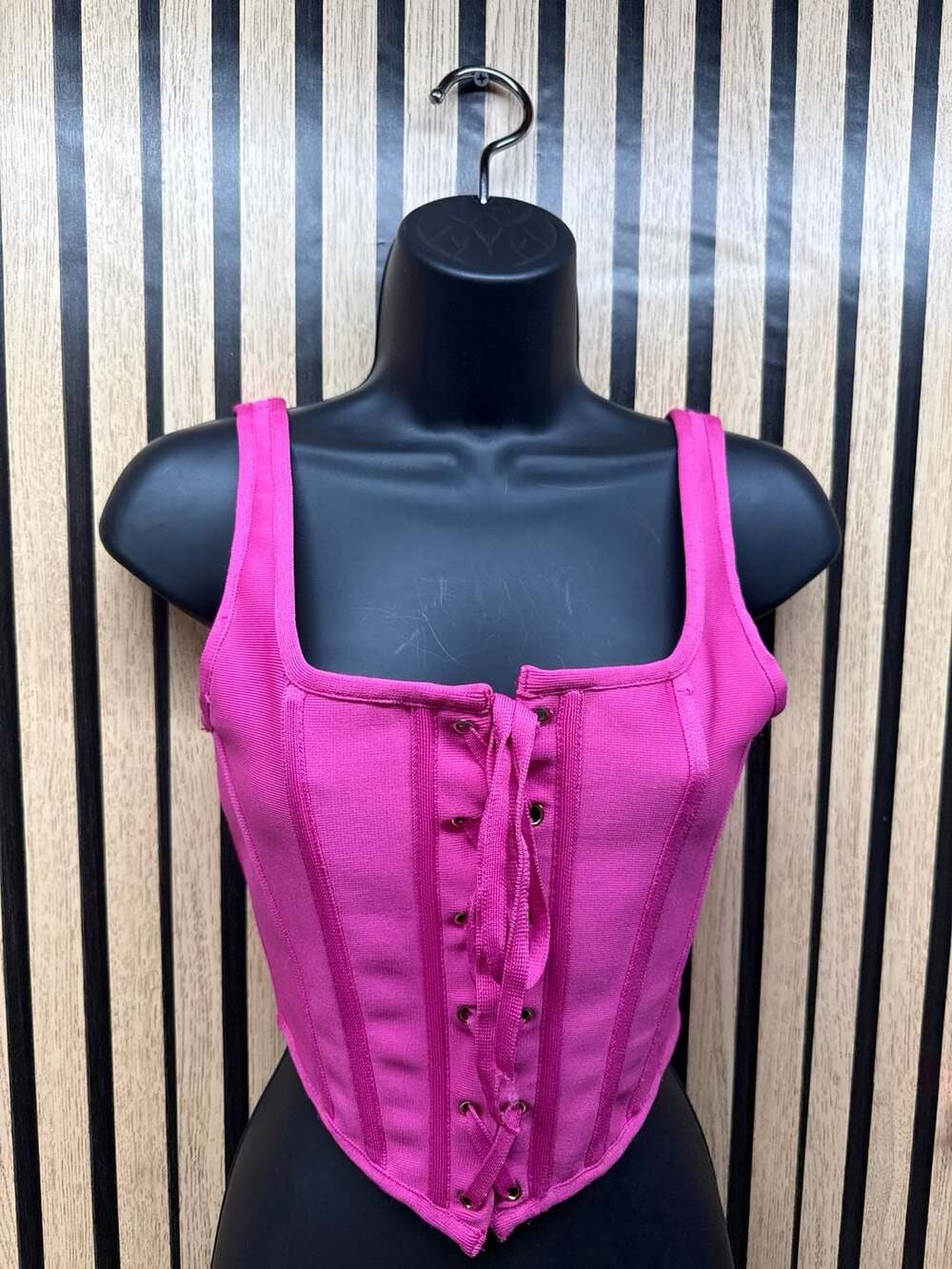 Tic Toc Pink Lace-Up Corset Top Size S